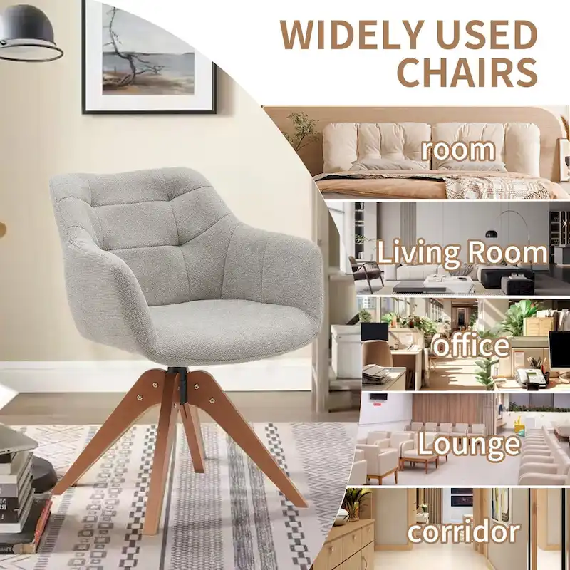 Suede Swivel Armchair Office Accent Arm Chair