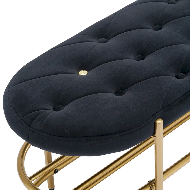 SEYNAR 40 Velvet Upholstered Living Room Bench with Double shoe rack