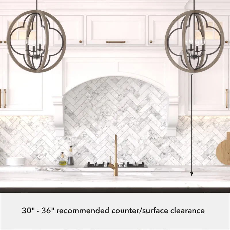 Hunter 24  Gablecrest 4-Light Pendant - Kitchen Island, Dining Room, Entry - Farmhouse, Transitional, French Country, Distressed