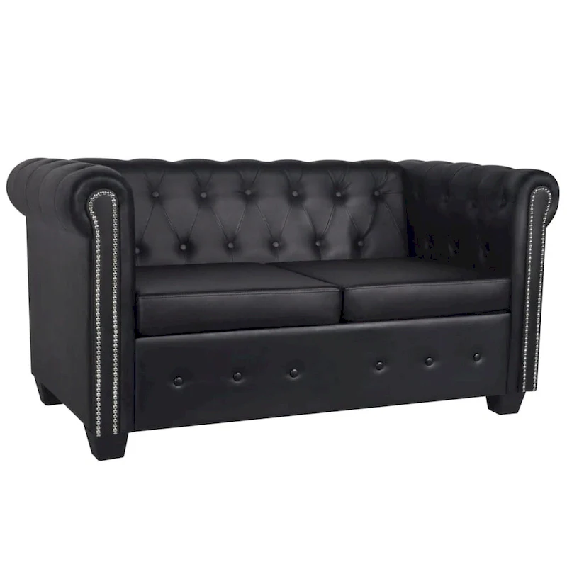 Chesterfield Sofa Black Faux Leather