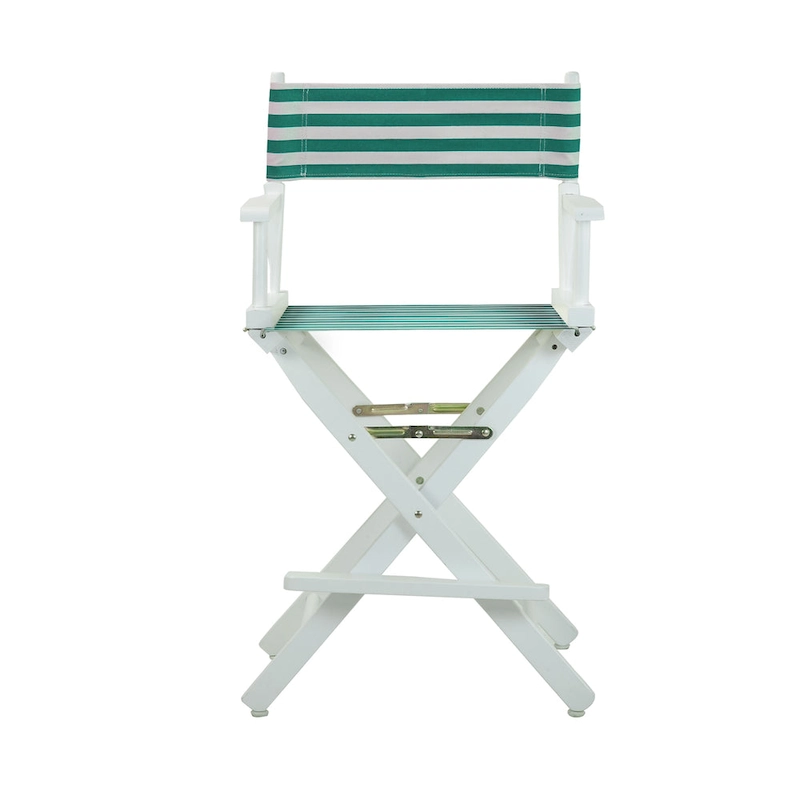 24 Director's Chair White Frame-Teal Cabana - 23W x 19D x 39.5H