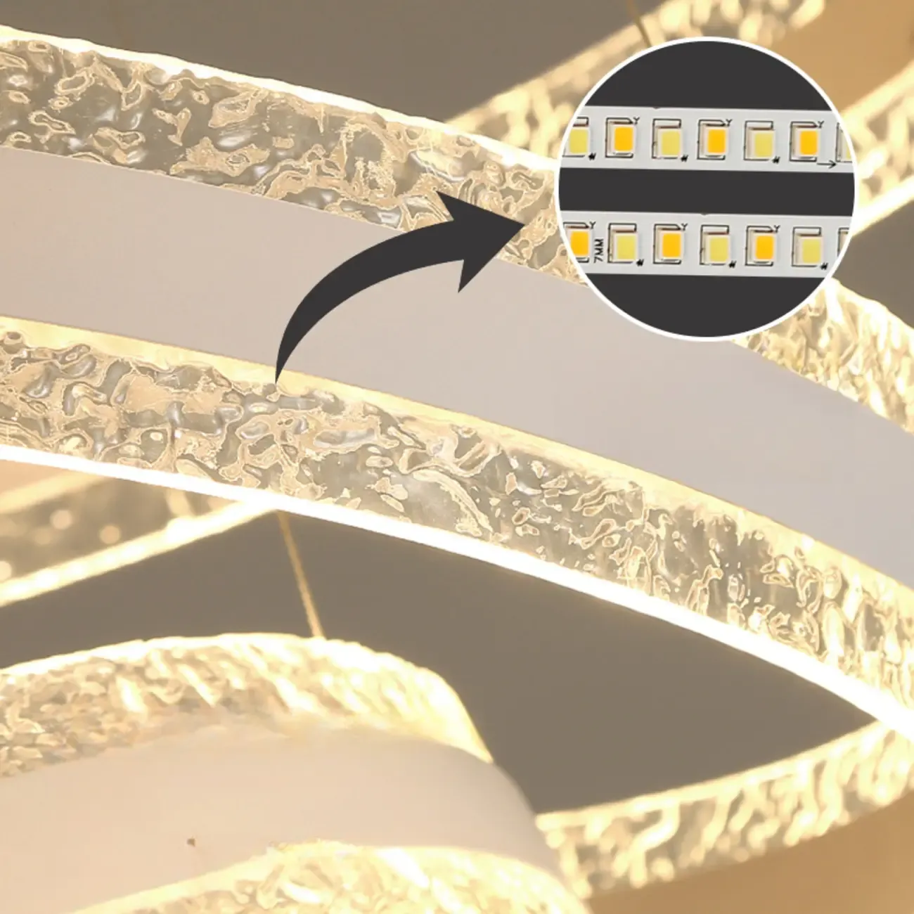 Modern LED Gold Circular Metal Chandelier