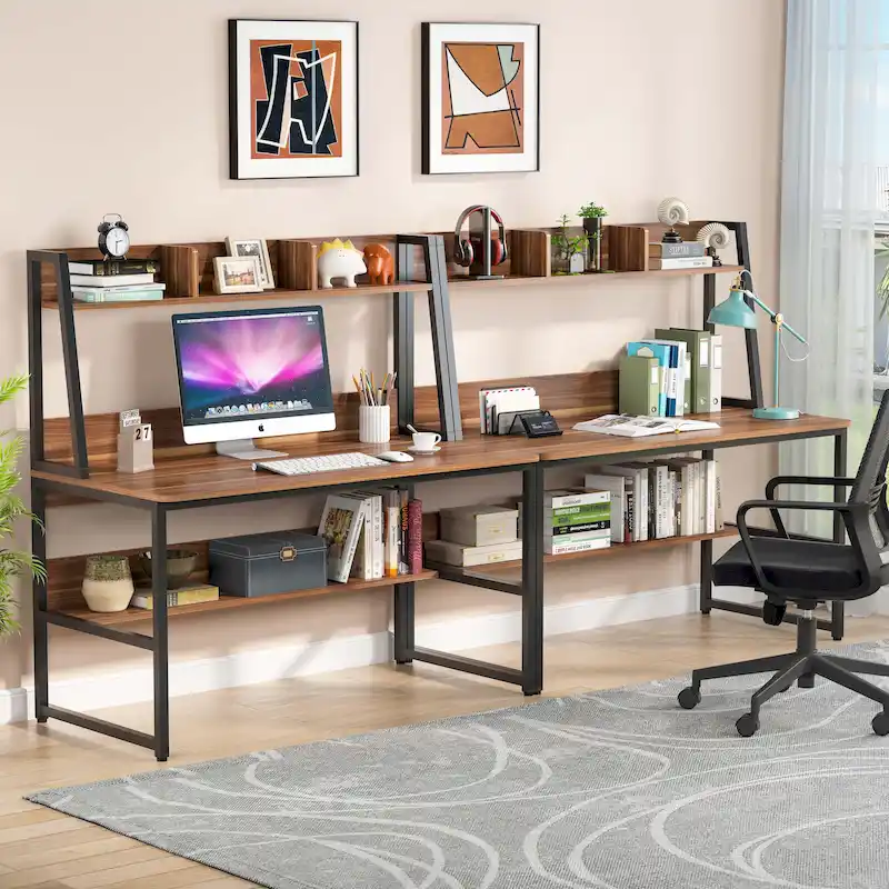 Computer Desk with Hutch and Bookshelf,Home Office Desk,Study Writing Table