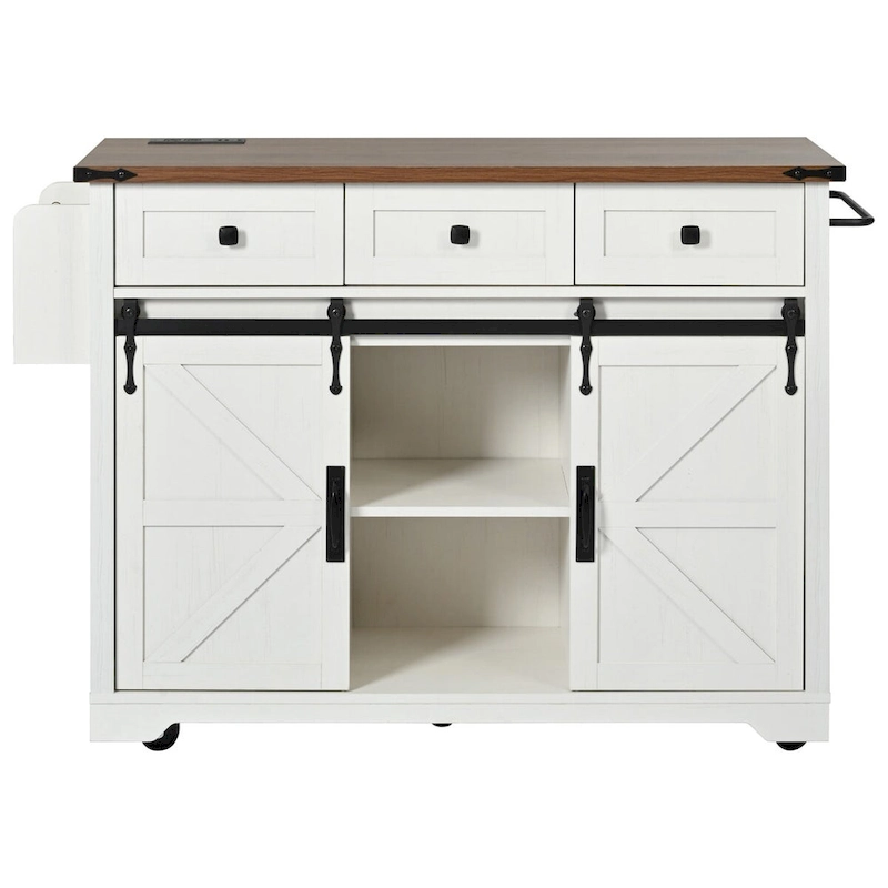 Farmhouse Kitchen Island with Power Outlet