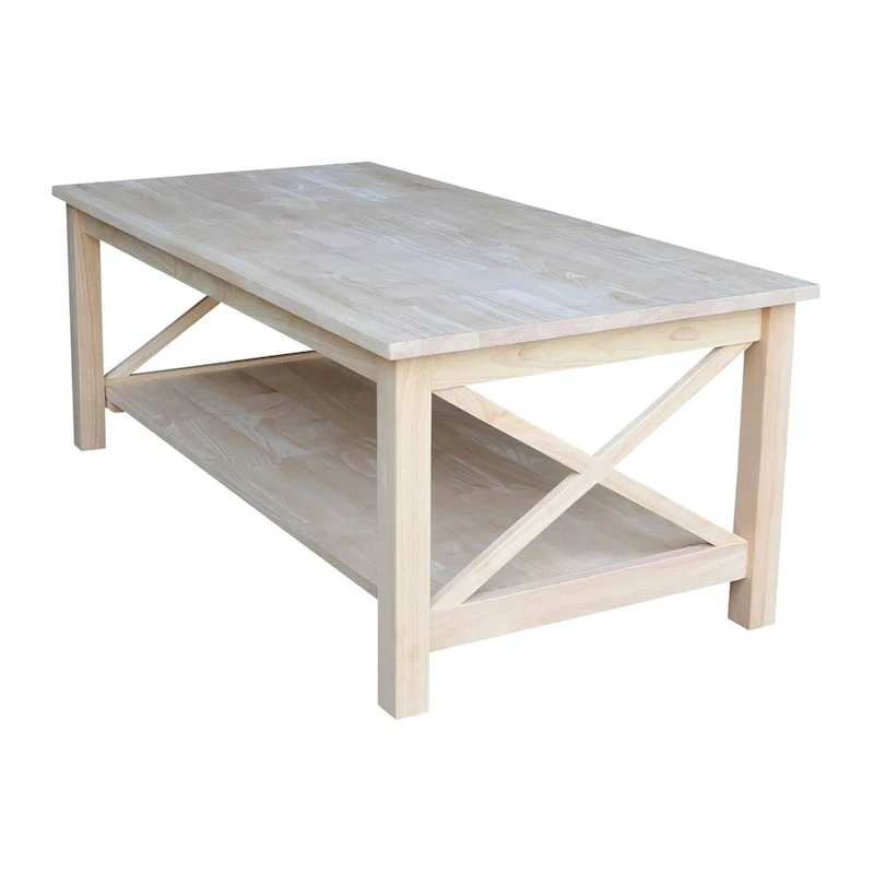 Solid Hardwood Coffee Table - Unfinished, White, Washed Gray Taupe, Espresso - Multi-Person Use