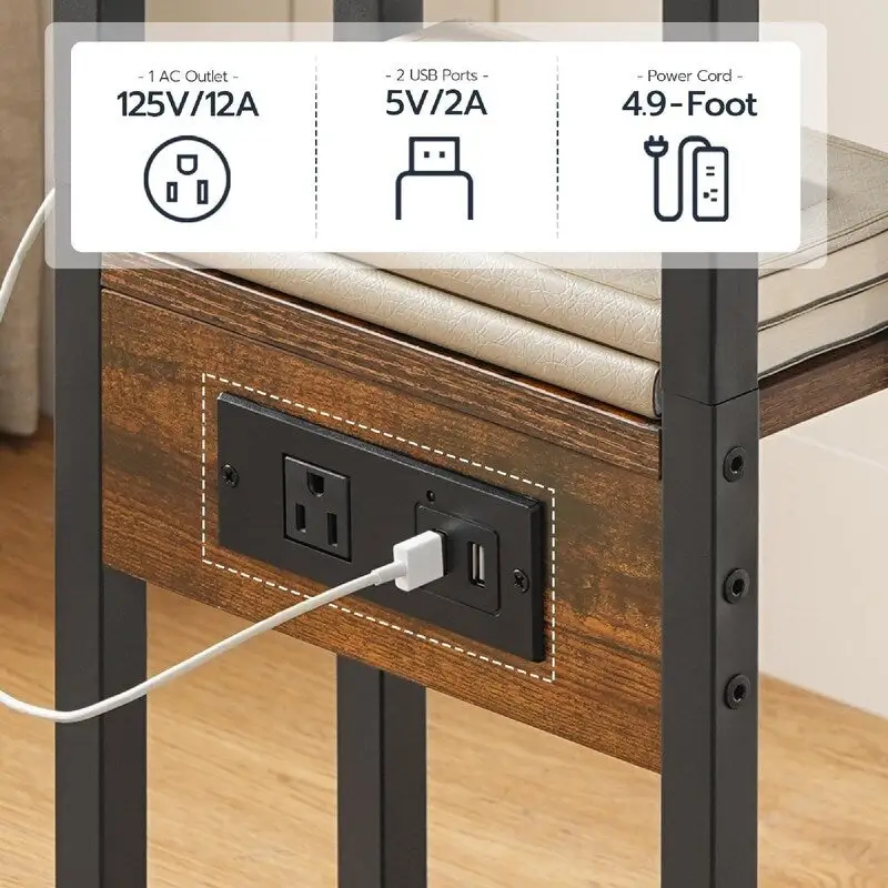 Foldable End Table - 15.4D x 10.2W x 25.2H