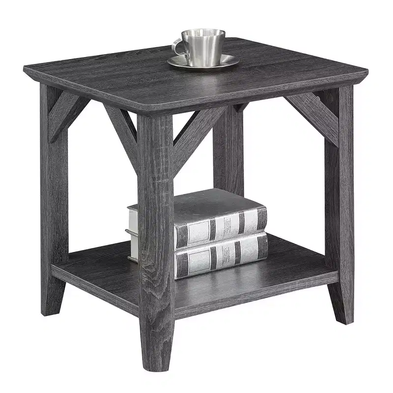HomeStock 22 in.H Gray Color Rectangle Wood Table Top End Table 1 -piece