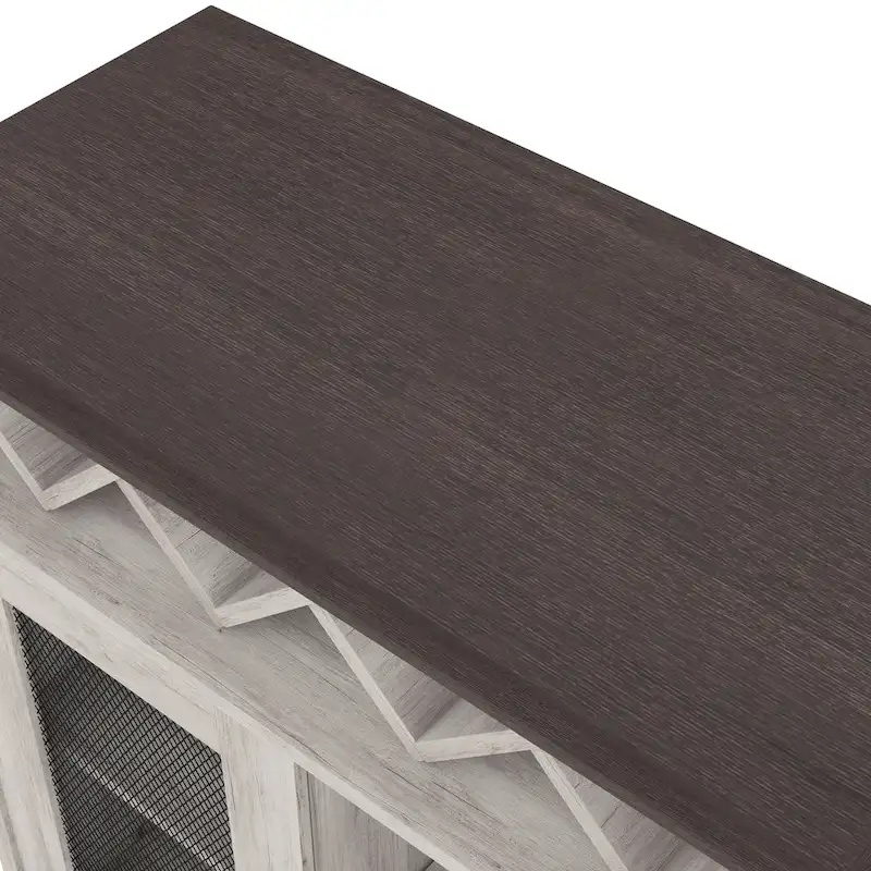 DH BASIC Farmhouse Four Shelf and Four Bottle Lattice-like Wine Buffet by Denhour