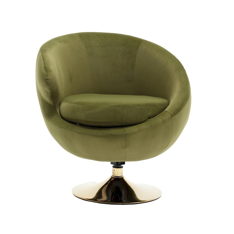 HOMEFUN Velvet 360 Degree Swivel Left Cuddle Barrel Accent Chairs