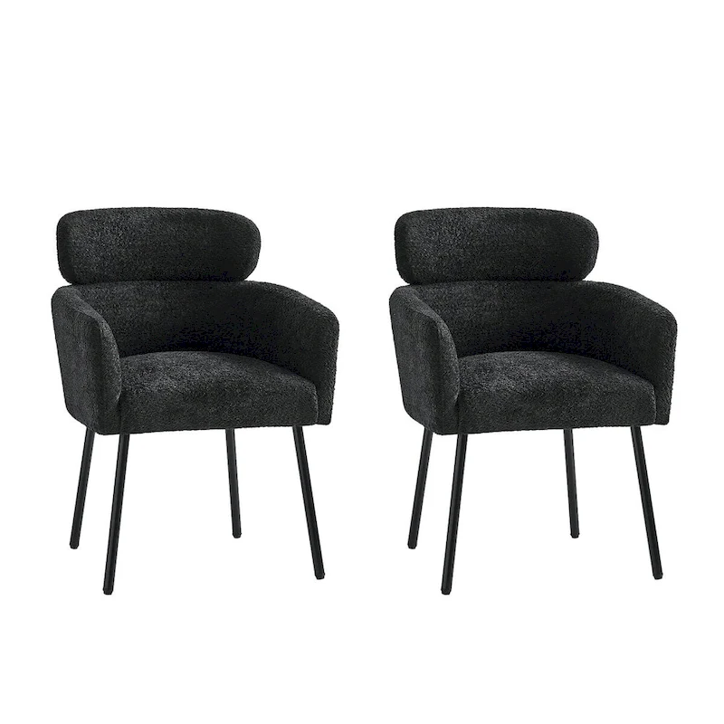 Amos Modern Boucle Dining Chair with Adjustment Feet Set of 2 by HULALA HOME