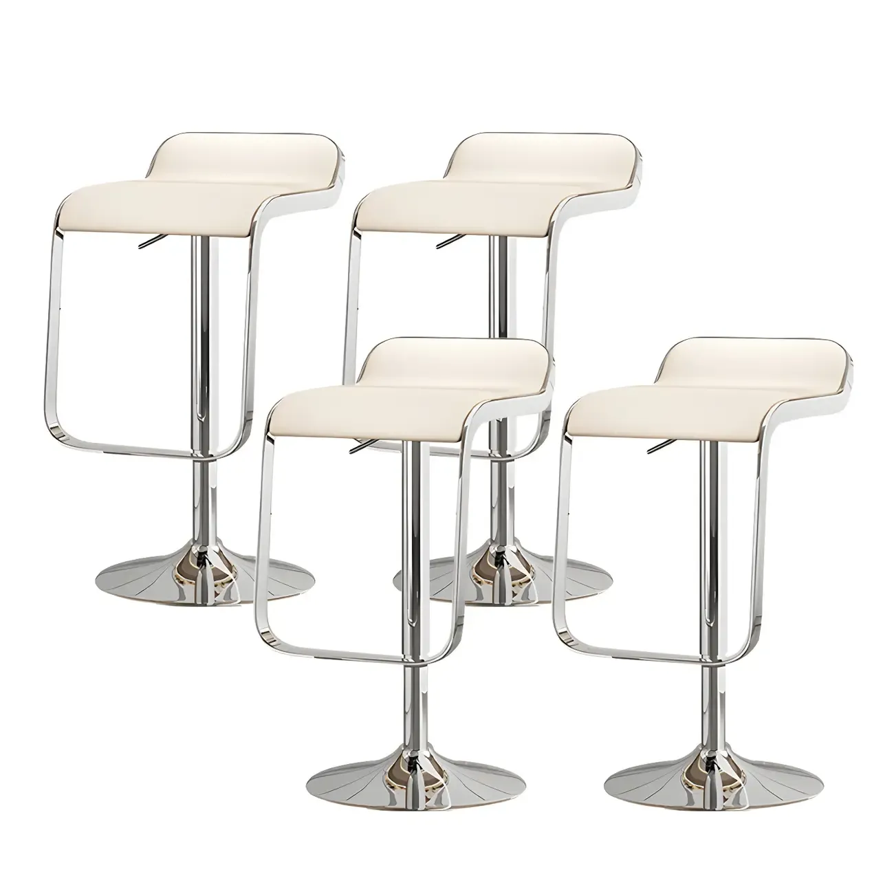 Leather Low Back Metal Adjustable Swivel Bar Stools