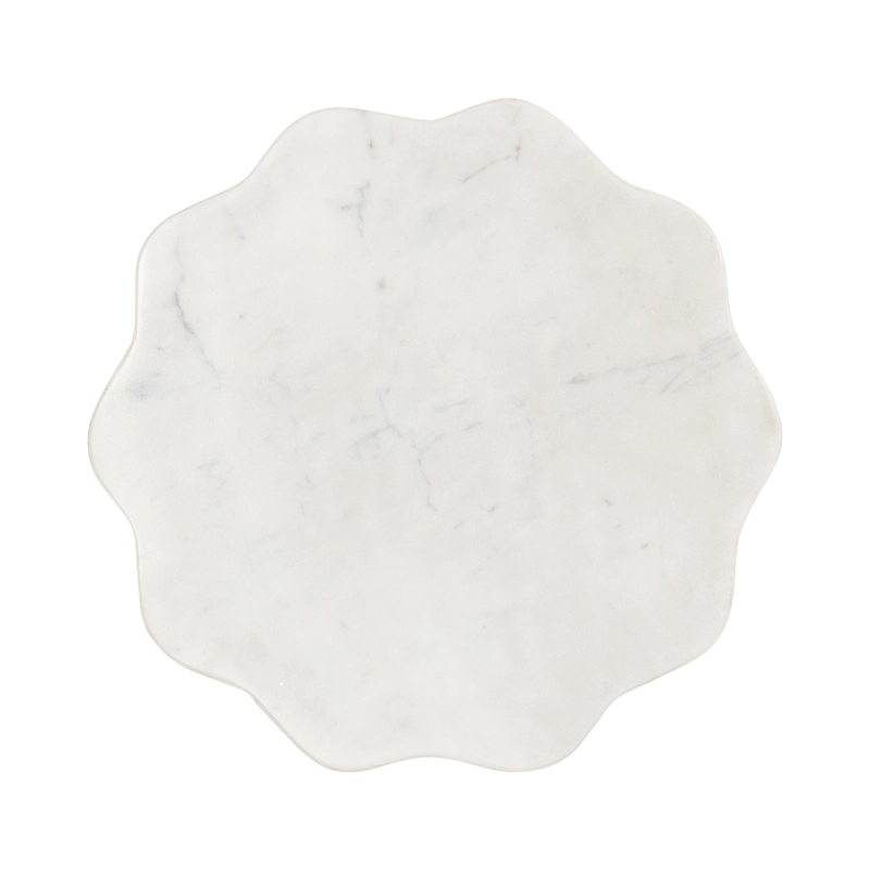 Kate and Laurel Sanzo Scalloped Marble and Metal Drink Table