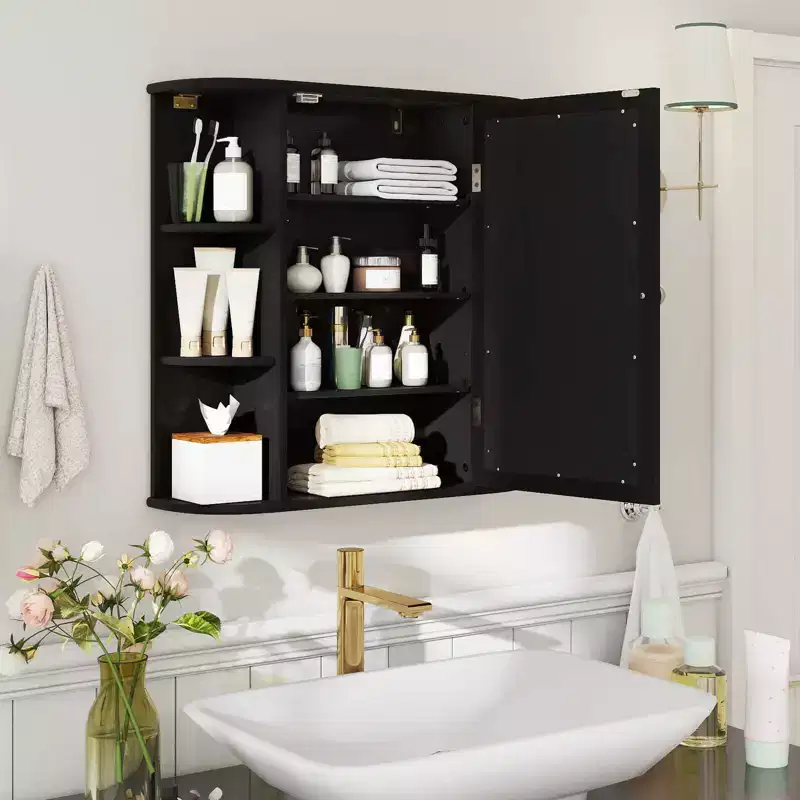 Costway Multipurpose Wall Surface Bathroom Storage Medicine Cabinet Mirror Gray/White/Black/Brown