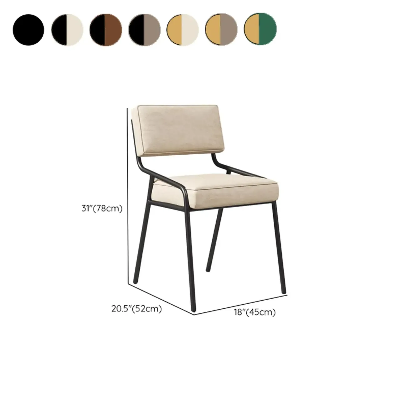 Modern Rectangle Faux Leather Open Back Dining Chair