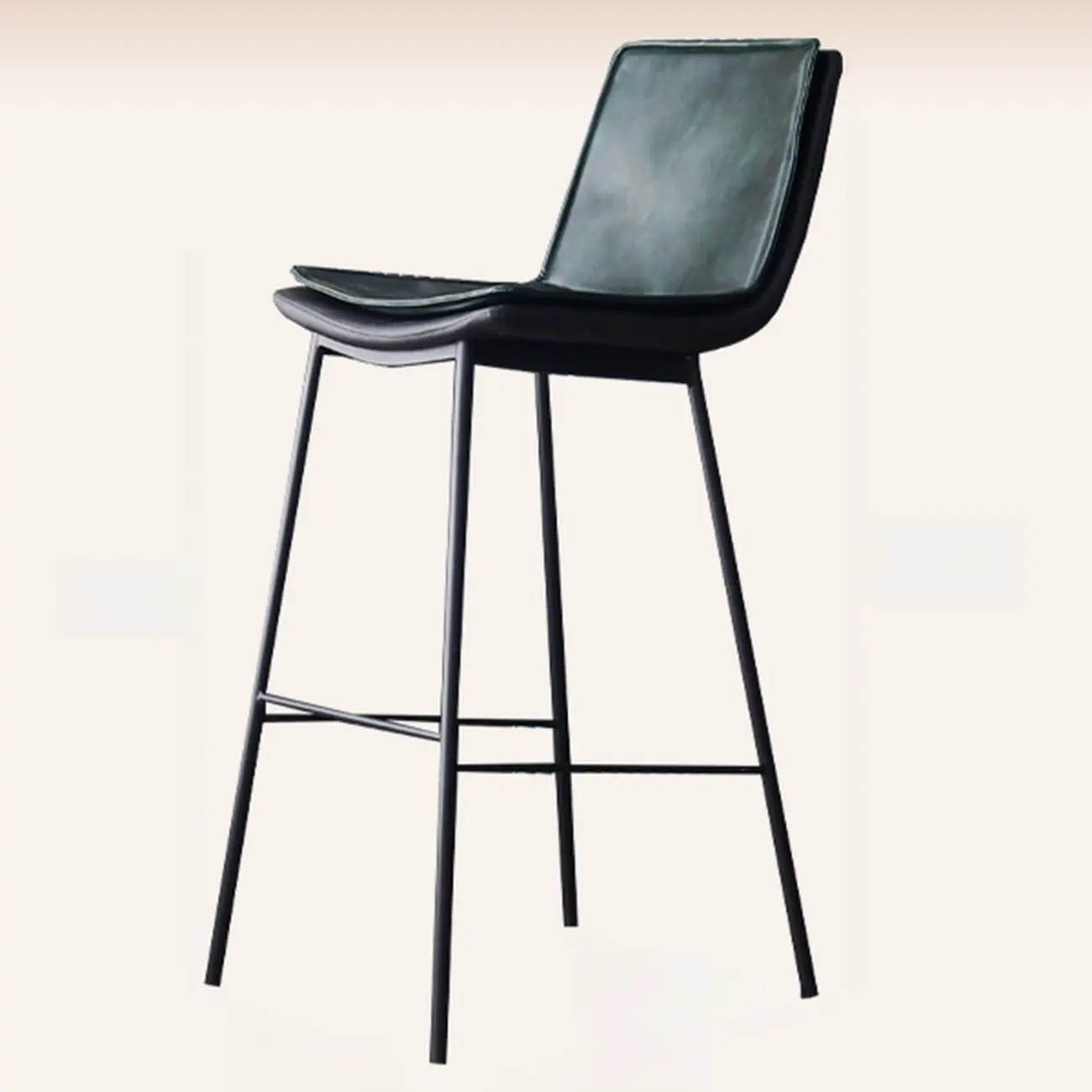 Modern Leather Counter Height Bar Stool with Back