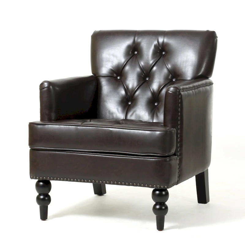 Malone Brown Leather Club Chair by Christopher Knight Home