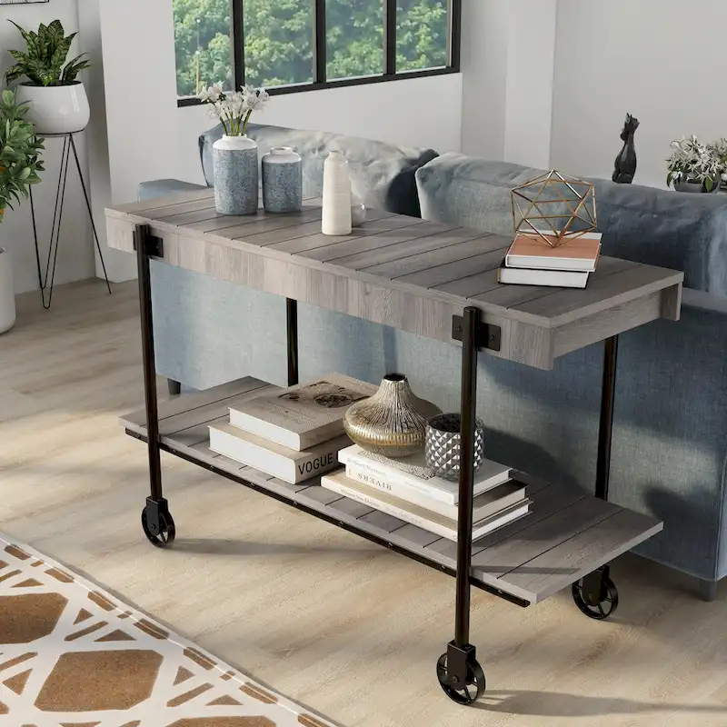 Hyssop Farmhouse 47-inch Metal 1-Shelf Console Table by Furniture of America