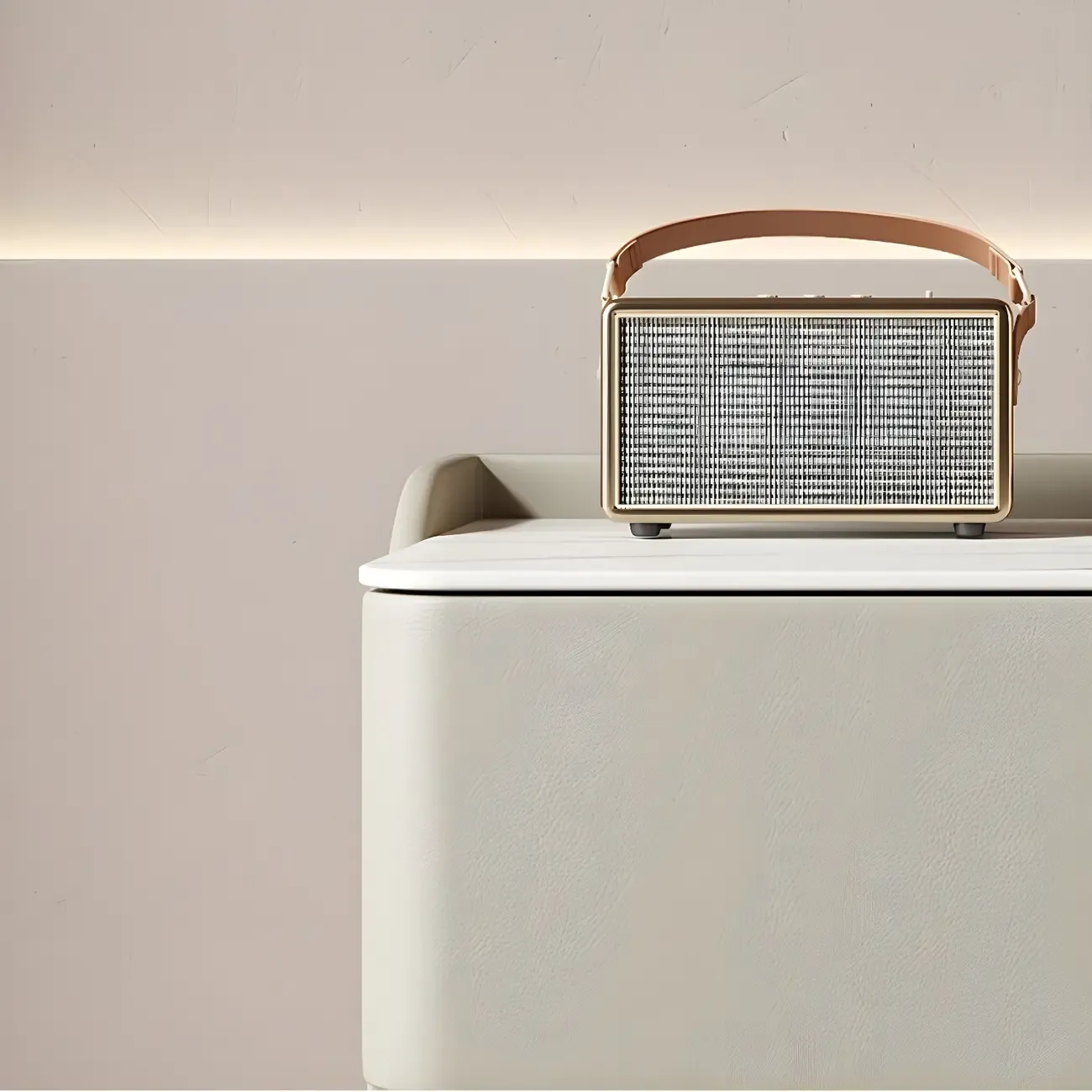 Modern Stone Top Leather Pine 2-Drawer Nightstand