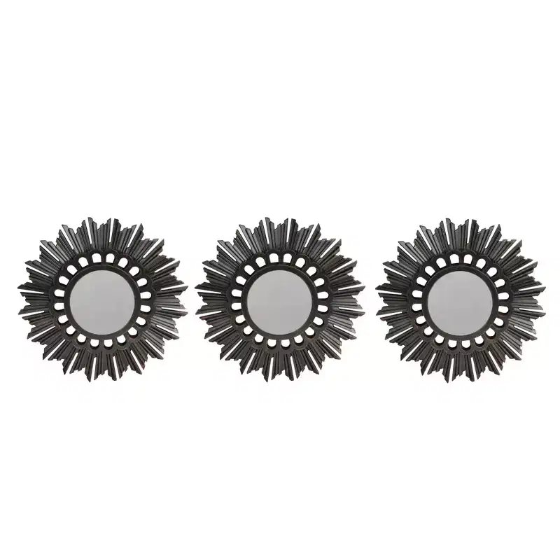 Northlight Set of 3 Floral Sunburst Brushed Bronze Round Wall Mirrors 9.5