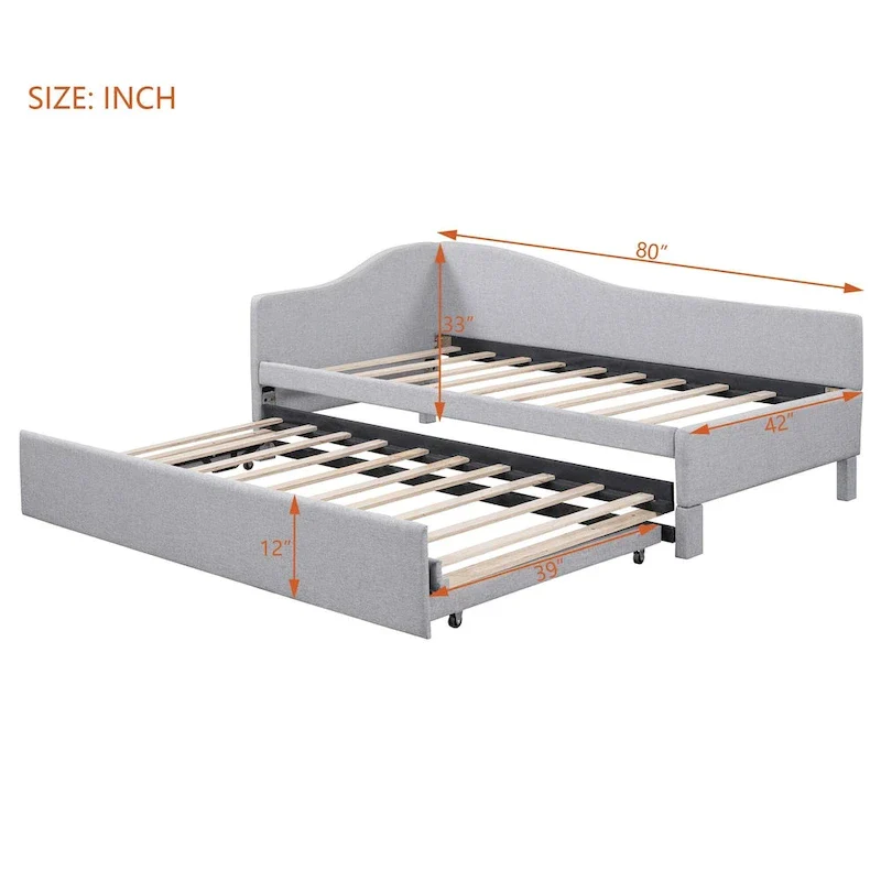 Twin L-Shaped Daybed with Pop-Up Trundle