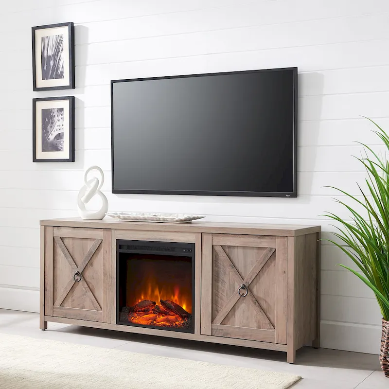 Granger 58  TV Stand with Log Fireplace Insert