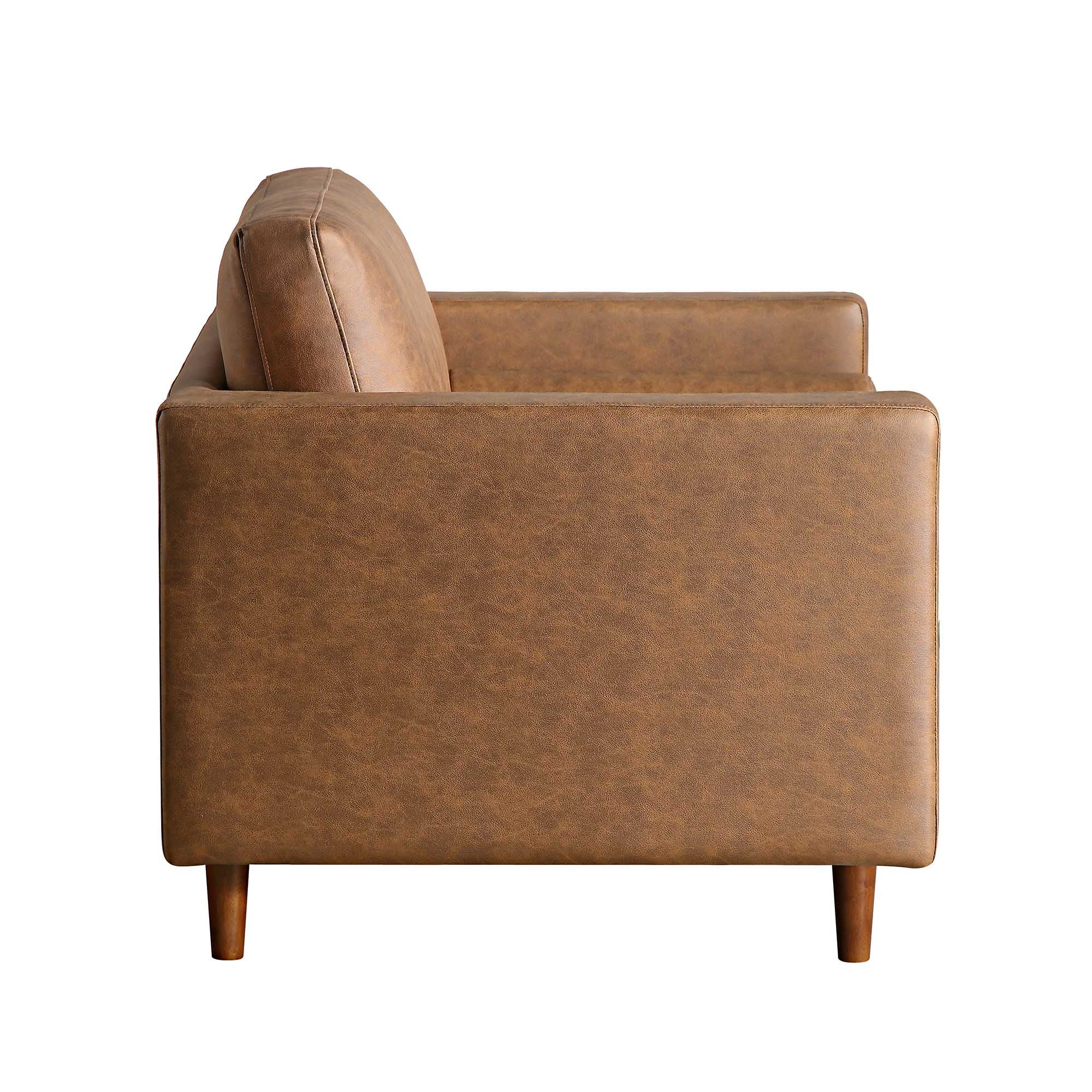 Armchair, Tan Faux Suede