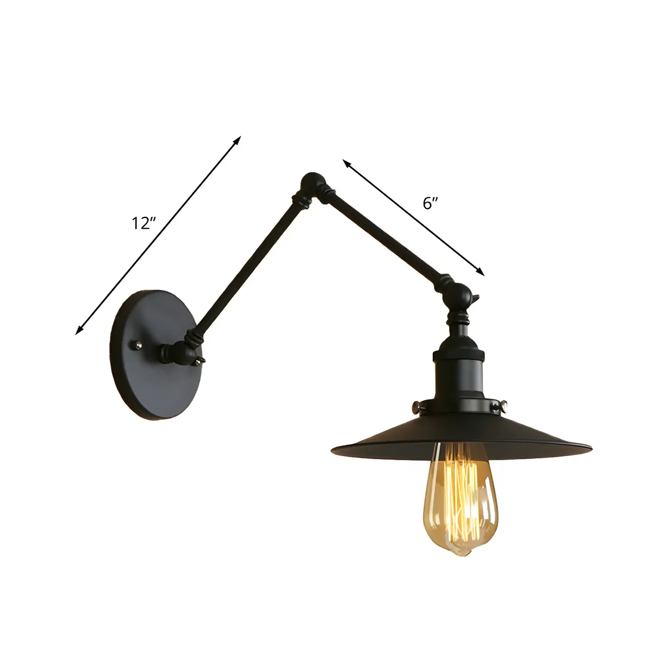 Industrial Metal Flat-Shade Swing Arm Wall Light
