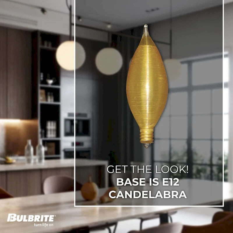 Bulbrite Spunlite Pack of (25) Dimmable Amber Candelabra (E12) Incandescent Bulb