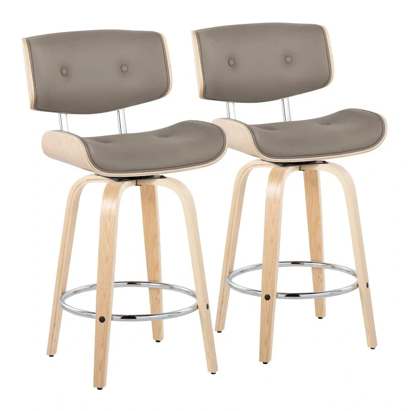 Leksand 26 Fixed-Height Counter Stool with Bent Wood Legs (Set of 2)