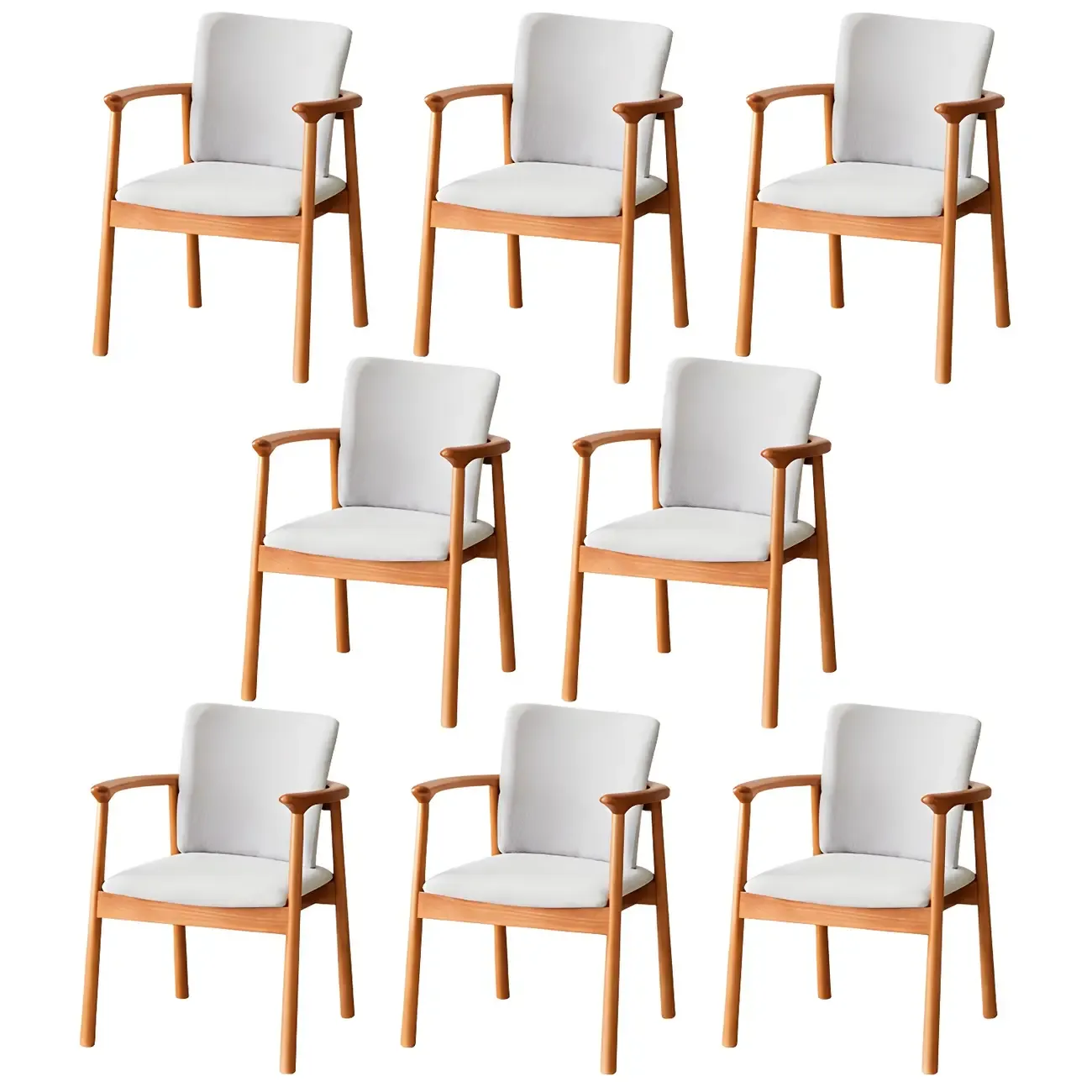 Modern Upholstered Rubberwood Arm Dining Chair Set of 2