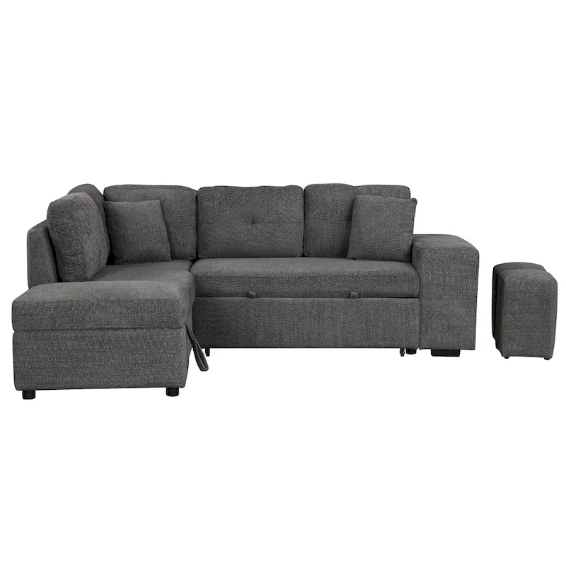 87.7 Convertible Sectional Pull Out Sofa Bed