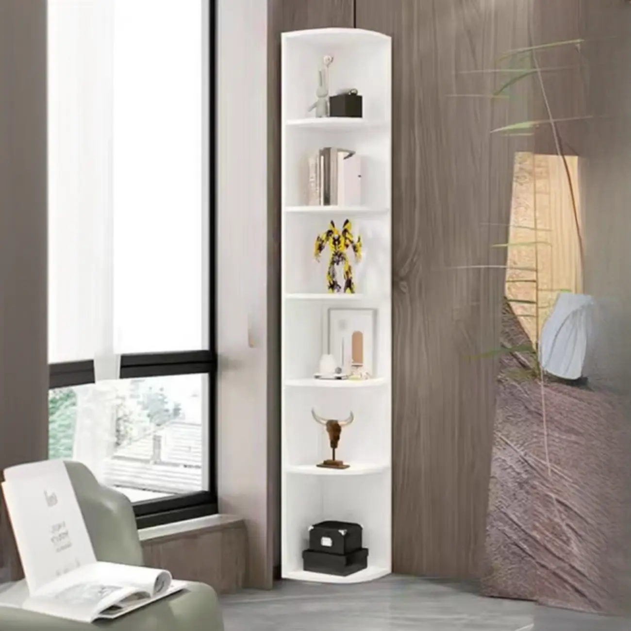 White Modern Display Bookcase with Storage Cabinet