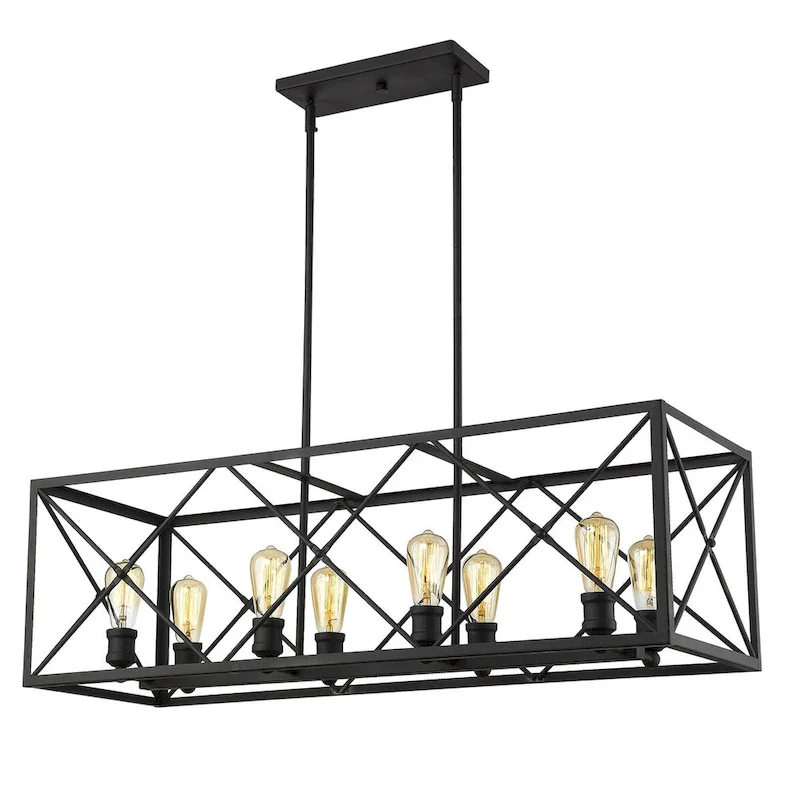 Brooklyn 8-light Matte Black Island Pendant