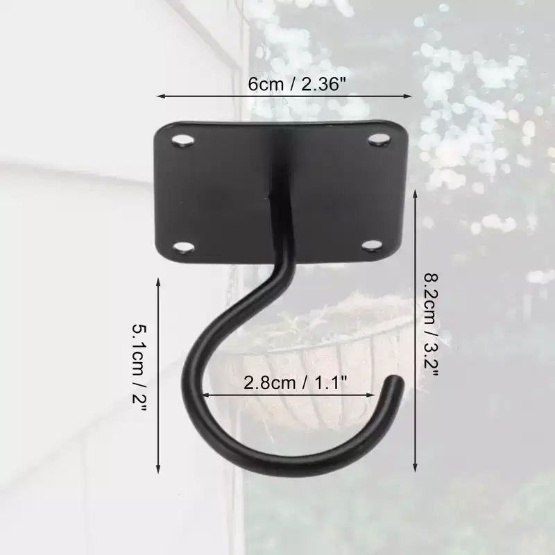 Unique Bargains Plant Hanger with Screws 3.2inch Black 2pcs