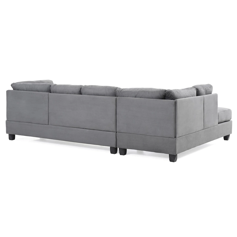 Malone 111 in. Suede 4-Seater Sectional Sofa with 2-Throw Pillow - 111 L x 78 W x 34 H