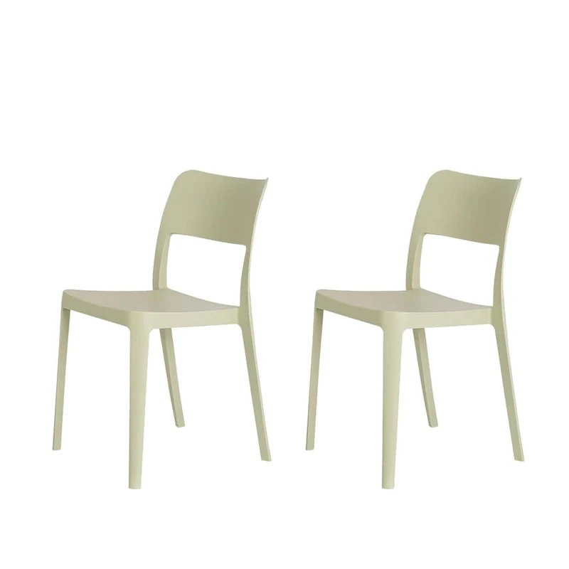 La Vie Resin Stackable All Weather Armless Chair, Set of 2