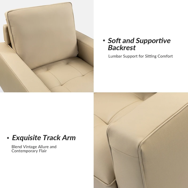 Elizabeth Mid-century Genuine Leather Arm Chair by HULALA HOME