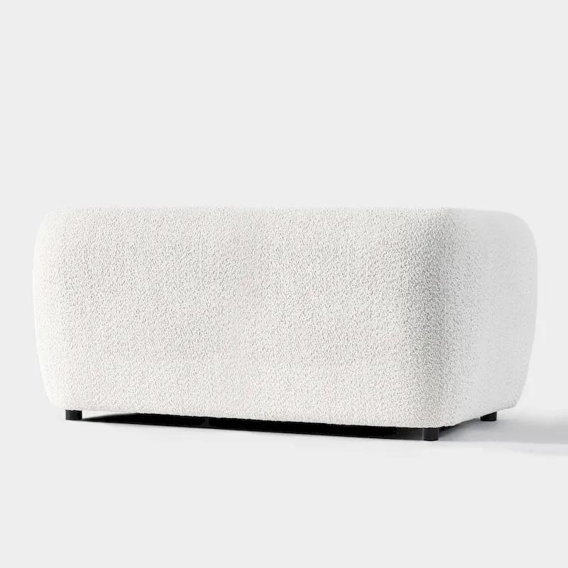 Furniture of America Vanessa Modern Curved Arms Boucle Loveseat Couch, Small Sofa with Seat Cushion and Wooden Legs