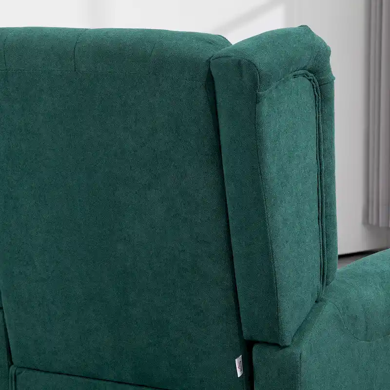 Dark Green High Wingback Button-Tufted Fabric Accent Chair – Single