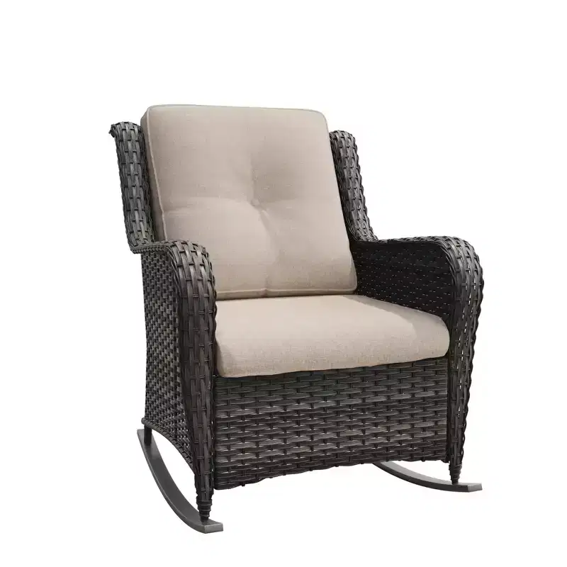 UPTIOT Patio Wicker Rocking Chair with Cushions
