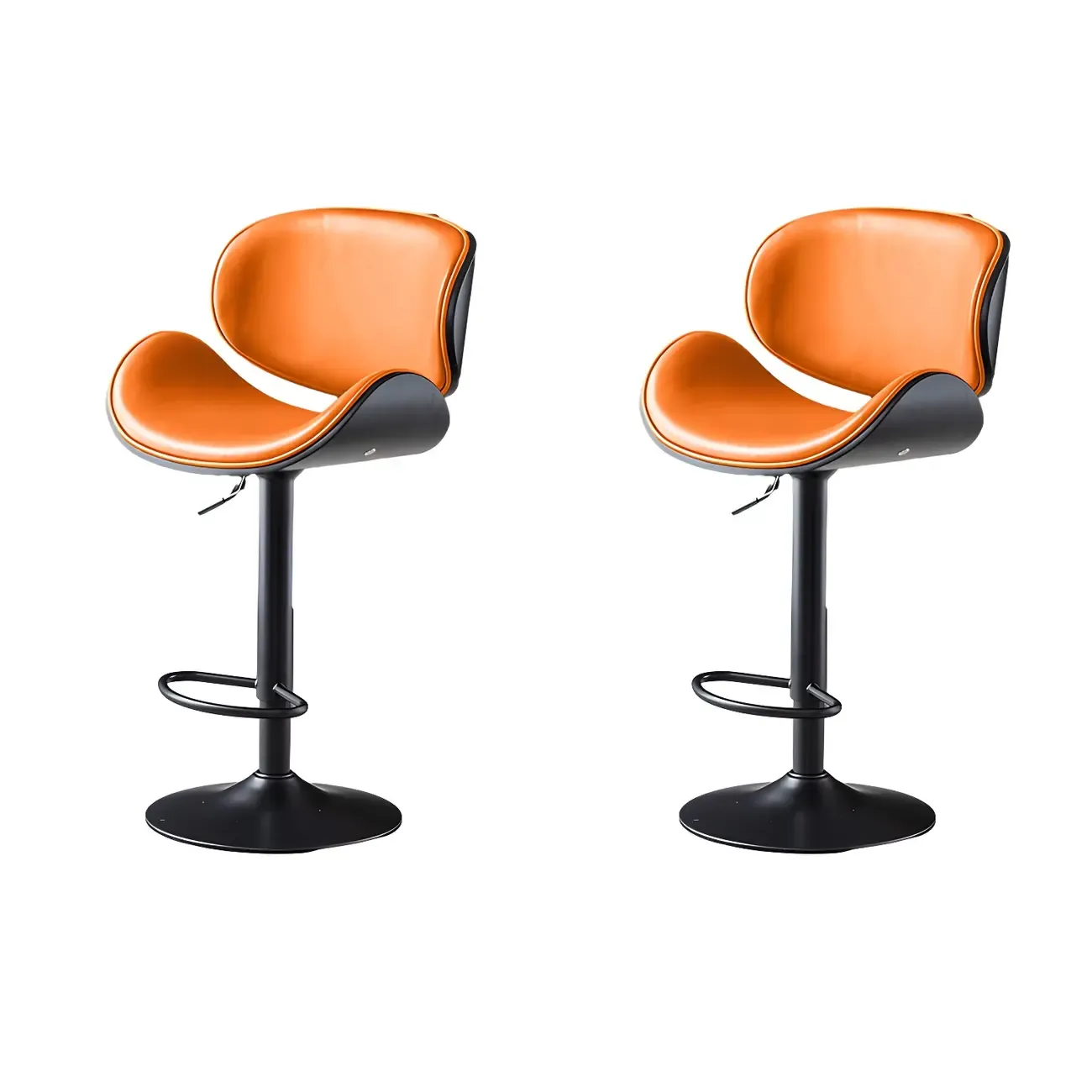 Arched Blackish Green Leather Swivel Adjustable Bar Stool