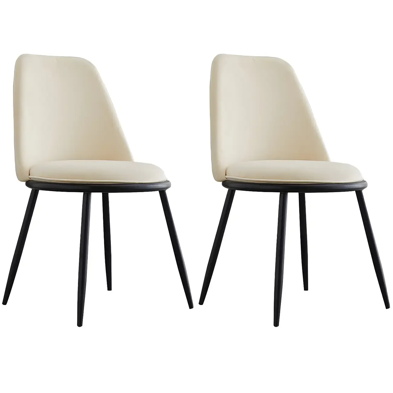Glam Scandinavian Leather Armless Dining Chairs Metal Frame