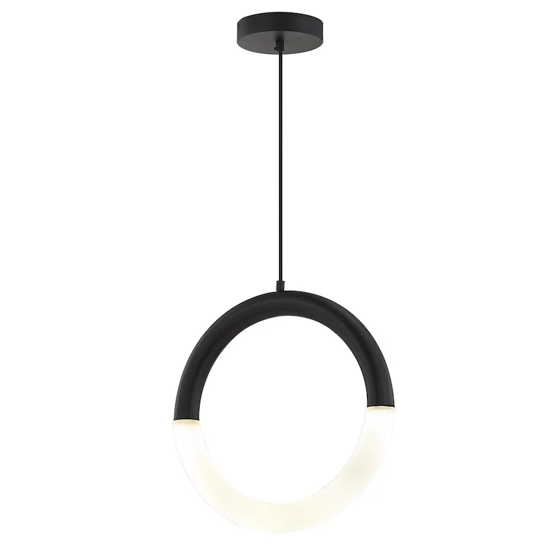 EVOLV Acryluxe Revolve 18-inch Matte Black LED Pendant with Frosted Acrylic