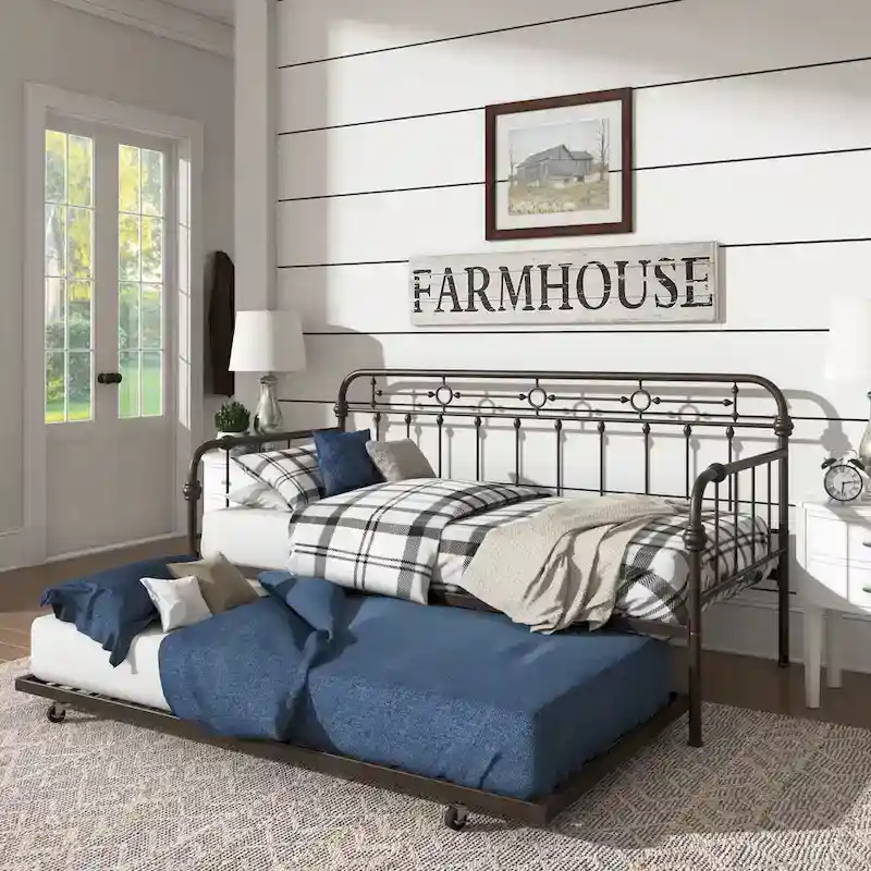 Darren Antique Dark Bronze Metal Daybed with Trundle by iNSPIRE Q Classic