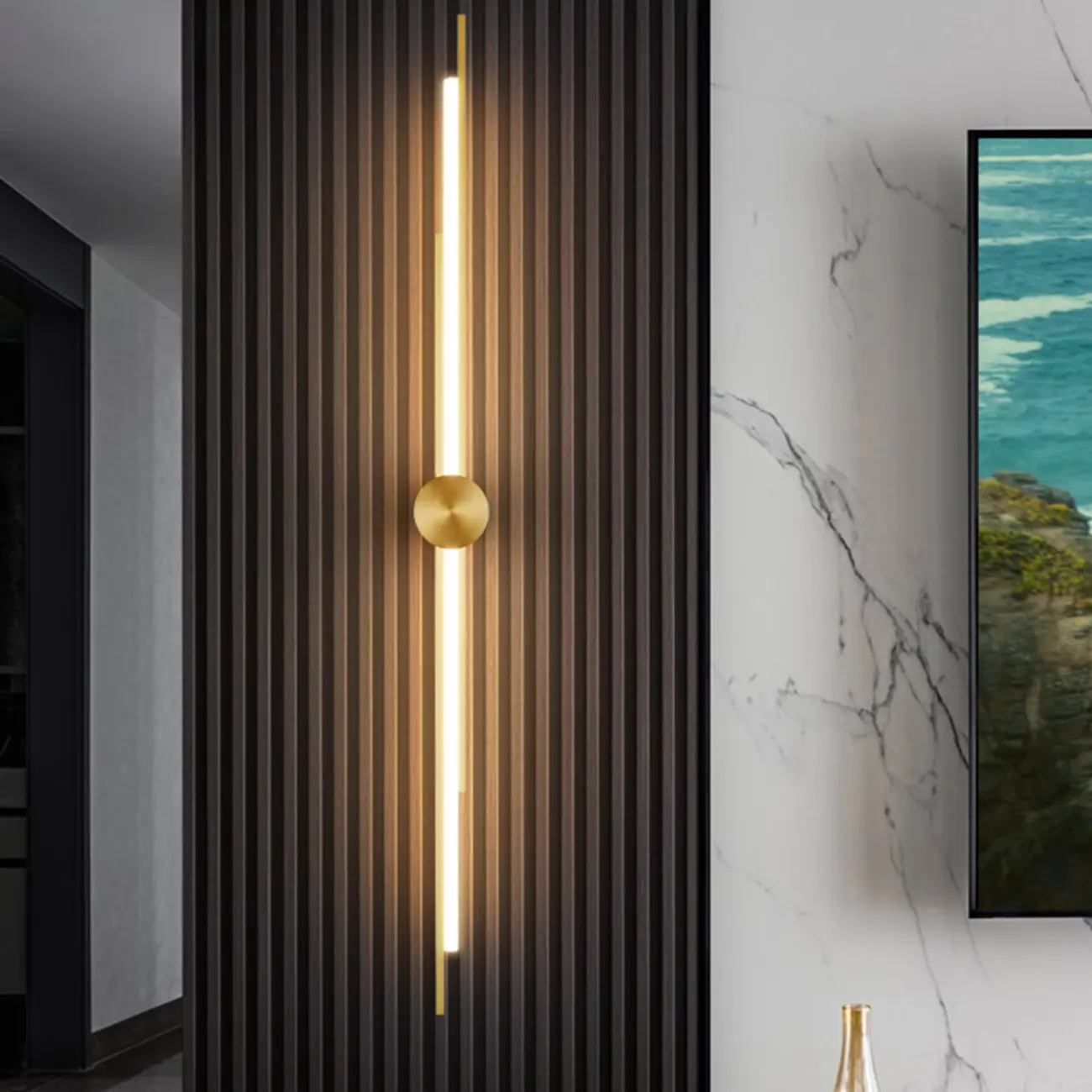 Minimalist Slim Linear Metal Up Down LED Wall Sconce