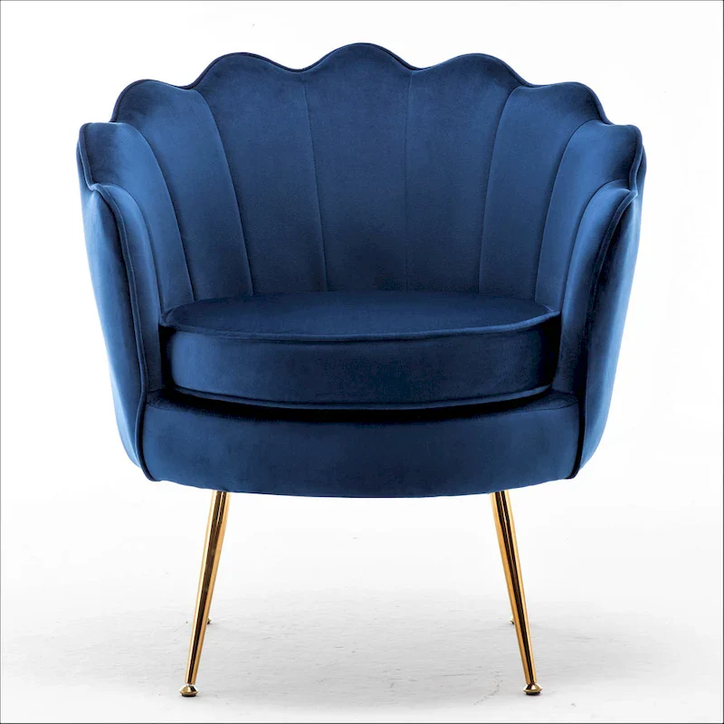 Cavett 28.3 Wide Velvet Barrel Chair with Gold Metal Legs