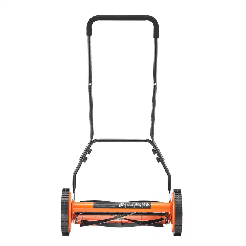 VEVOR Push Reel Lawn Mower 18 inch, 5 Blades Manual Push Mower No Motor, 1.37-2.44 in Adjustable Cutting Height, Orange&Black