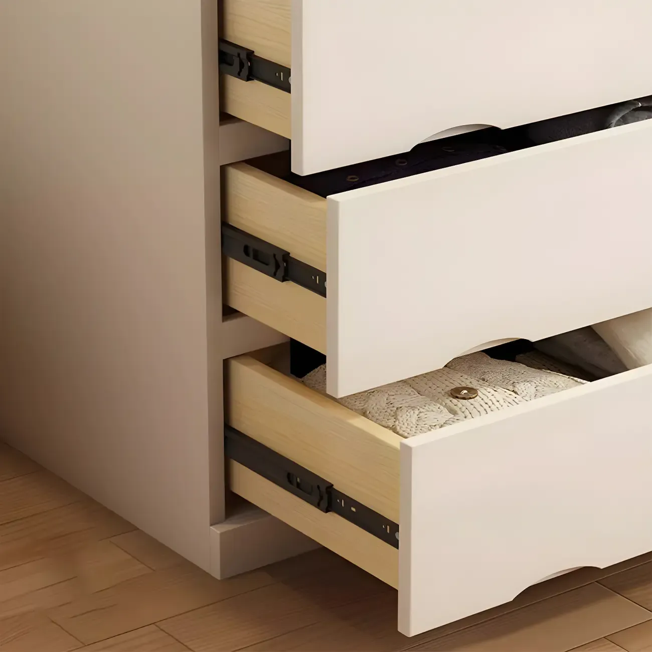 Stylish White Wooden Dressers with Soft Close Drawers