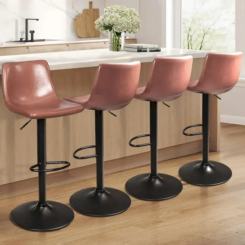 Bossin Bar Stools Set of 2 Height Adjustable,Swivel Counter Height Bar Stools with Back