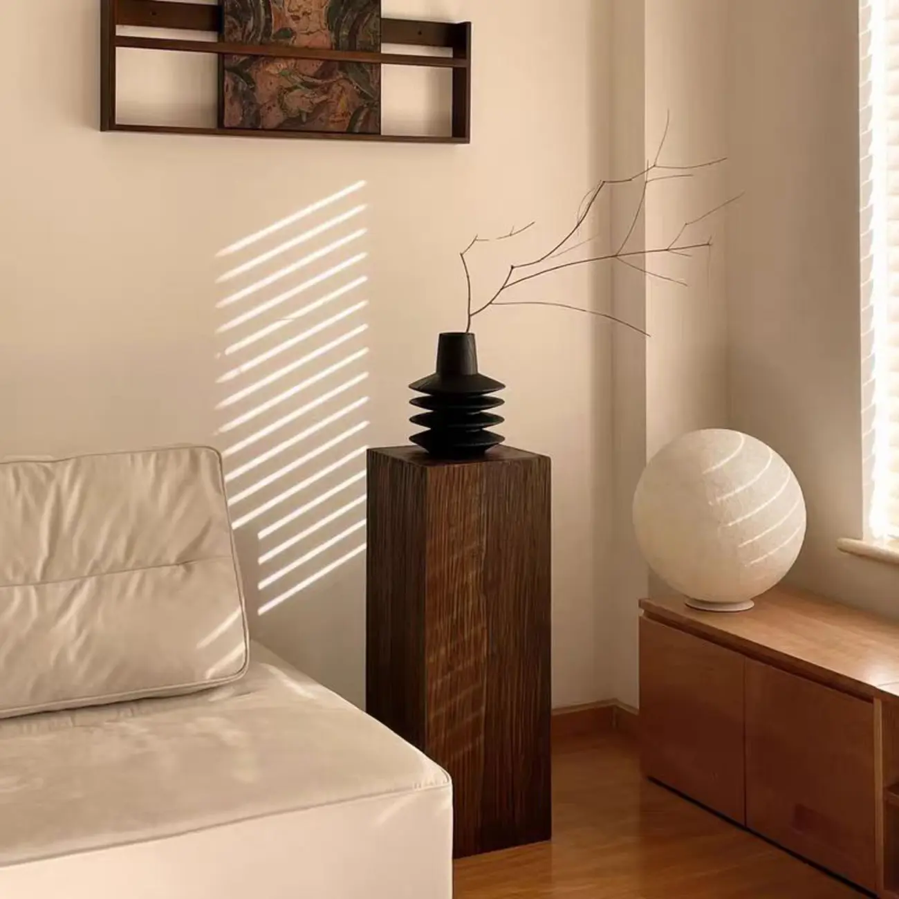 Pillar Rustic Pine Wood Square Accent Side Table